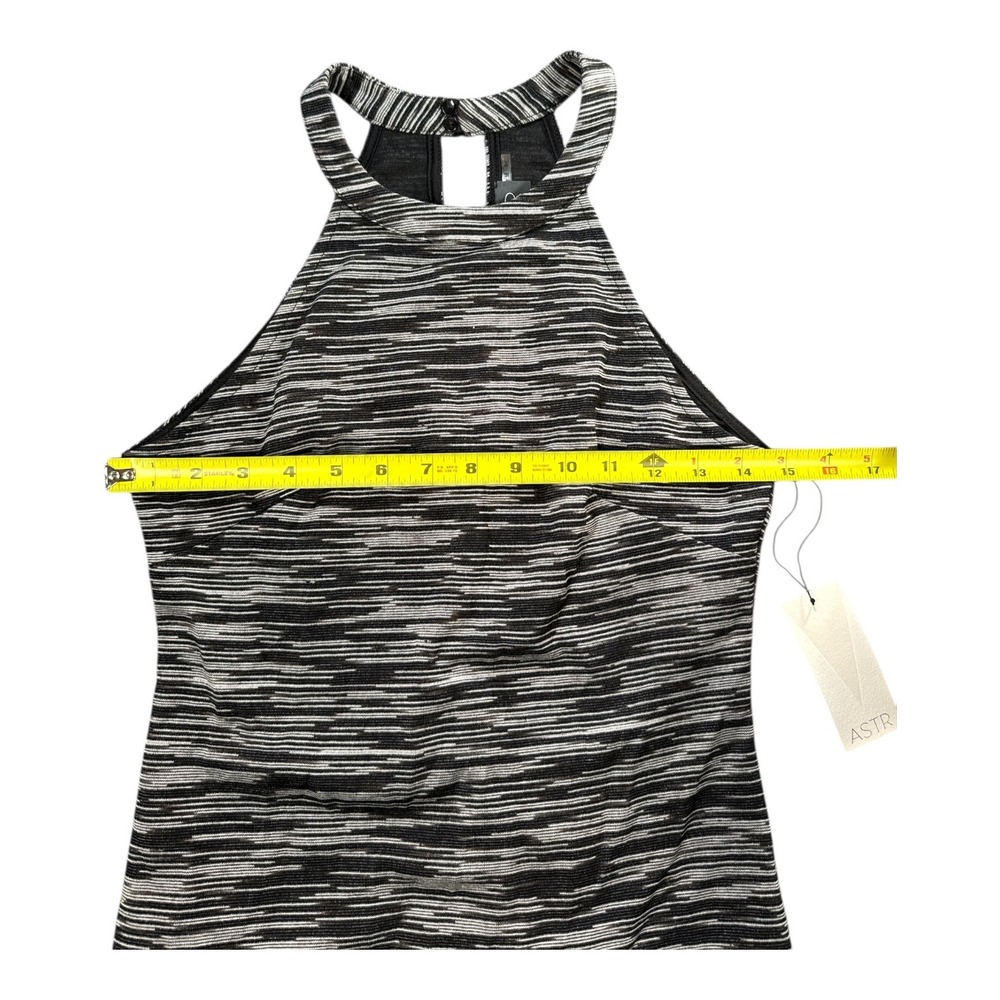 ASTR Black White Striped Halter Neck Midi Dress Sparkle Metallic‎ Size Medium - Picture 5 of 6